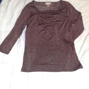 LOFT Shimmery Top Knot Collar Long Sleeve Shirt